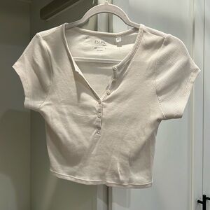 BNWT- PacSun cream Henley cropped t shirt